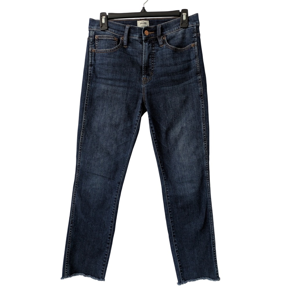 J.‎ Crew Vintage Slim Straight Jean Raw Hem Womens Size 27 Medium Wash